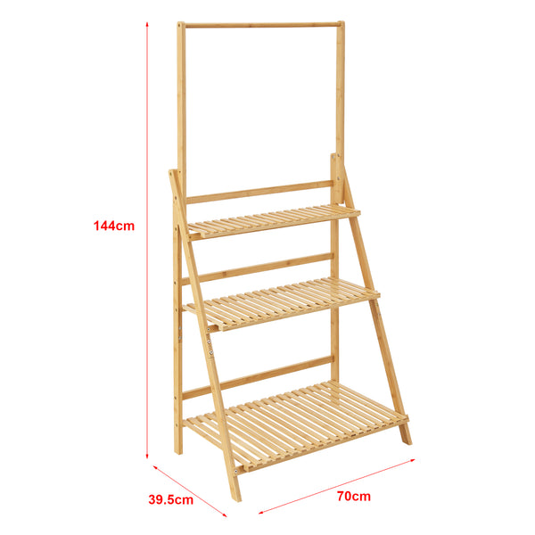 [en.casa] Bloempot trap ladder Brändö 144x70x39,5 cm bamboe