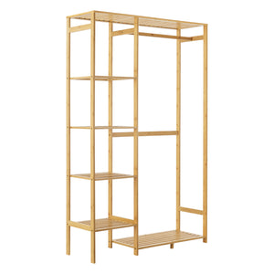 [en.casa] Bamboe kledingrek Eurajoki met planken 90x30x145 cm