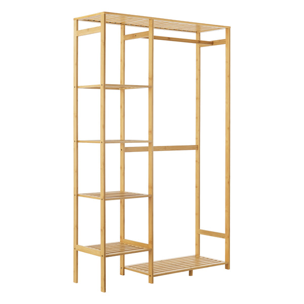 [en.casa] Bamboe kledingrek Eurajoki met planken 90x30x145 cm