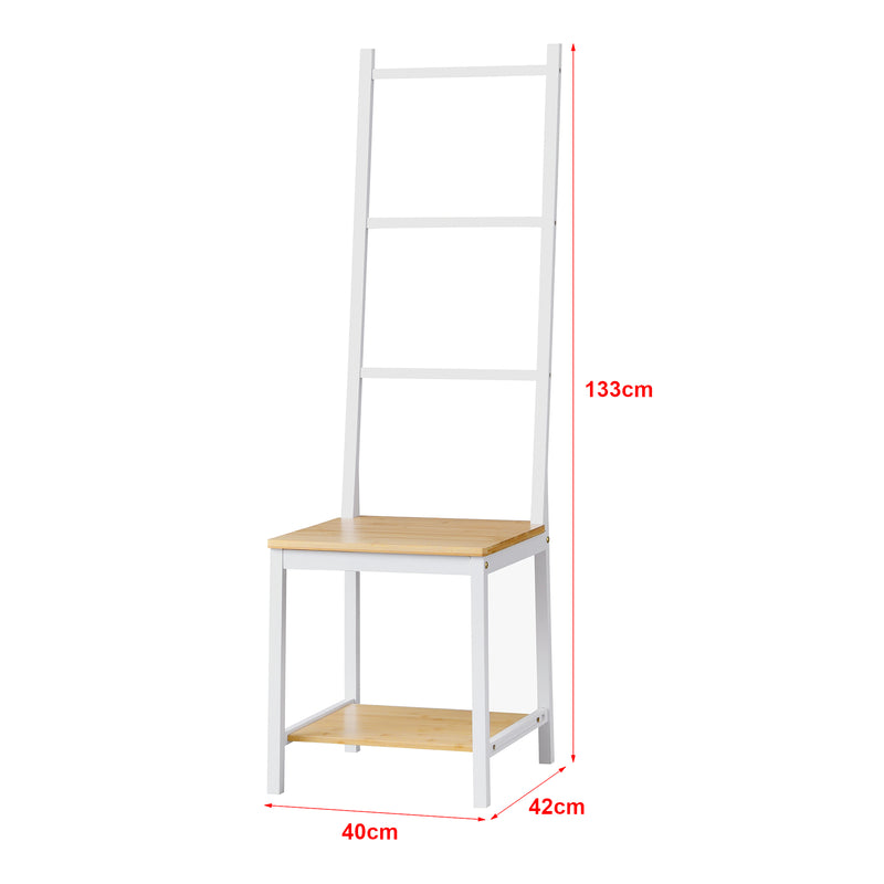 Maatschets [en.casa] Dressboy Juuka bamboe 133x40x42 cm wit en houtkleurig