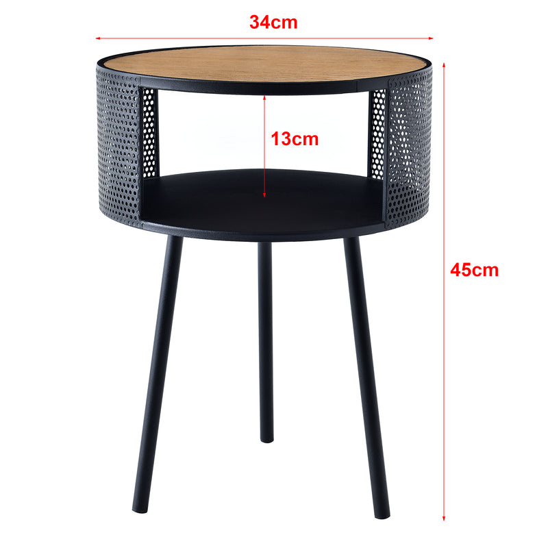 Maatschets [en.casa] Bijzettafel Bjørnsund rond 45xØ34 cm houtkleurig en zwart