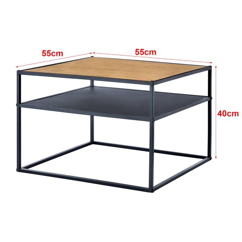 Maatschets [en.casa] Salontafel Quinisut 40x55x55 cm houtkleurig en zwart