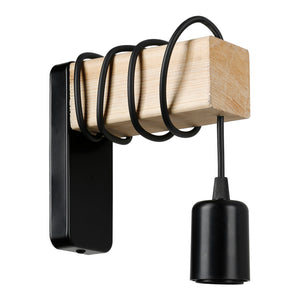 [lux.pro] Wandlamp Chelmsford E27 zwart en houtkleurig