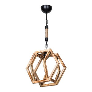 [lux.pro] Hanglamp Cheltenham E27 zwart houtkleurig en jute