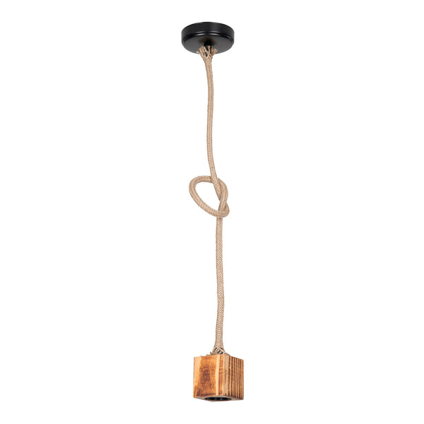 [lux.pro] Hanglamp Corby E27 zwart houtkleurig en jute