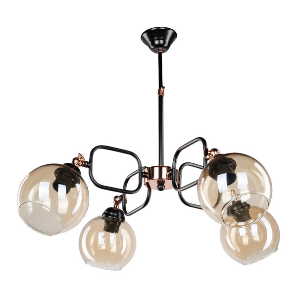 [lux.pro] Hanglamp Crawley E27 zwart en koperkleurig