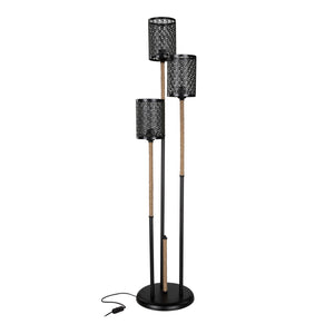 [lux.pro] Staande lamp vloerlamp Exeter 3xE27 zwart en jute