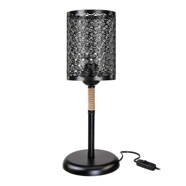 [lux.pro] Tafellamp bureaulamp Filton E27 zwart en jute