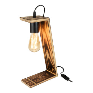 [lux.pro] Tafellamp bureaulamp Gillingham E27 zwart en houtkleurig