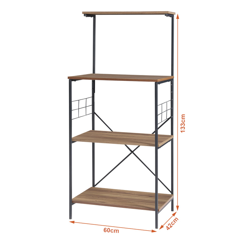 Maatschets [en.casa] Staand rek Billund 133x60x42cm zwart en walnootkleurig