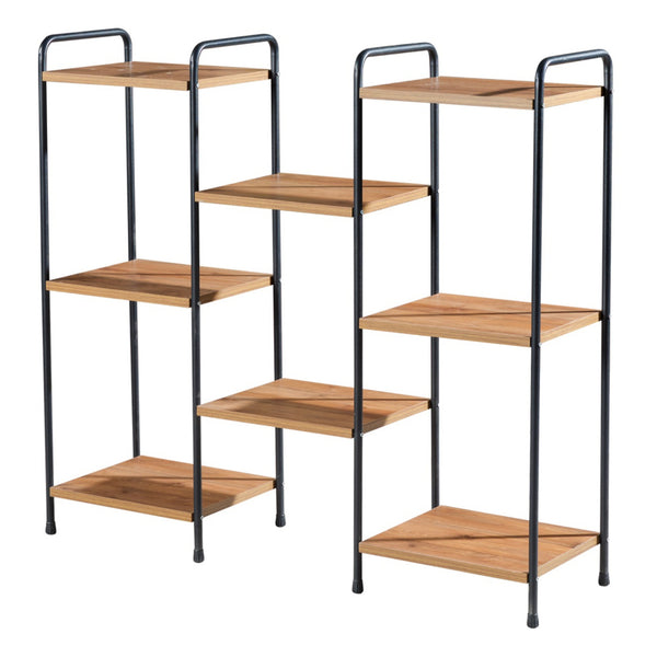 [en.casa] Staand rek Birkerød 100x110x30cm zwart en walnootkleurig