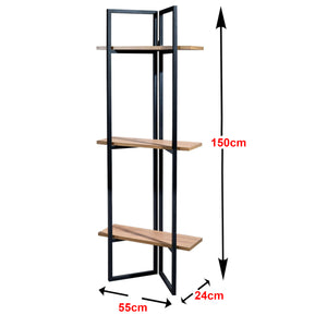 [en.casa] Staand rek Bjerringbro 150x55x24cm zwart en walnootkleurig