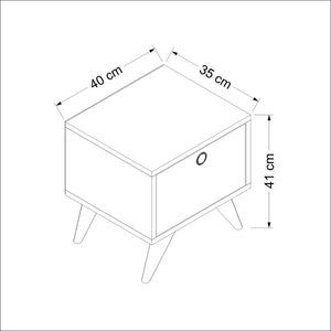 [en.casa] Nachtkastje Hinnerup 41x40x35 cm wit Eiken zwart