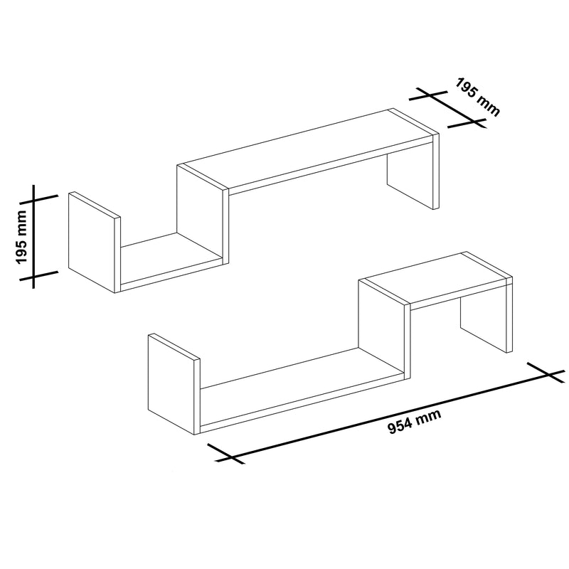 Maatschets [en.casa] Wandplank Gram set van 2 wit