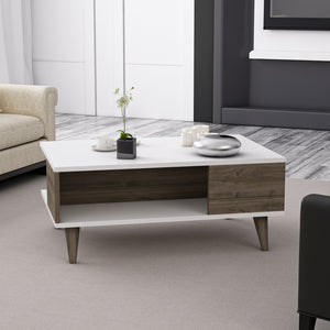 [en.casa] Salontafel Grenaa 39x90x60 cm wit en walnootkleurig