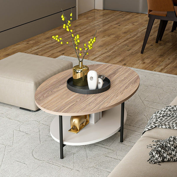 [en.casa] Salontafel Fredericia 36x90x60 cm Eiken wit en zwart
