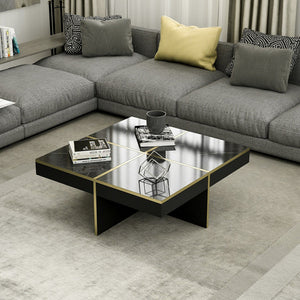 [en.casa] Salontafel Fjerritslev 35x90x90 cm marmer zwart en messing