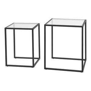 [en.casa] Bijzettafel set van 2 Holstebro zwart en transparant
