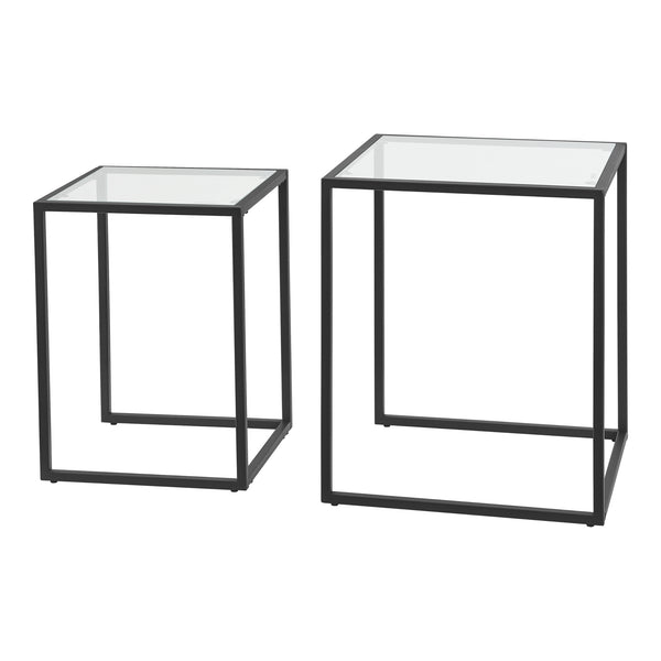 [en.casa] Bijzettafel set van 2 Holstebro zwart en transparant