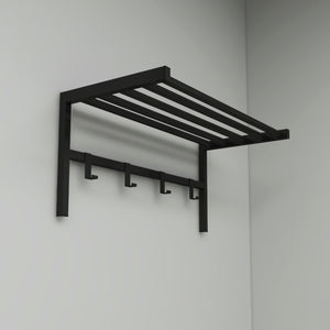 [en.casa] Wandkapstok Tolga met plank 32,5x69x34 cm zwart