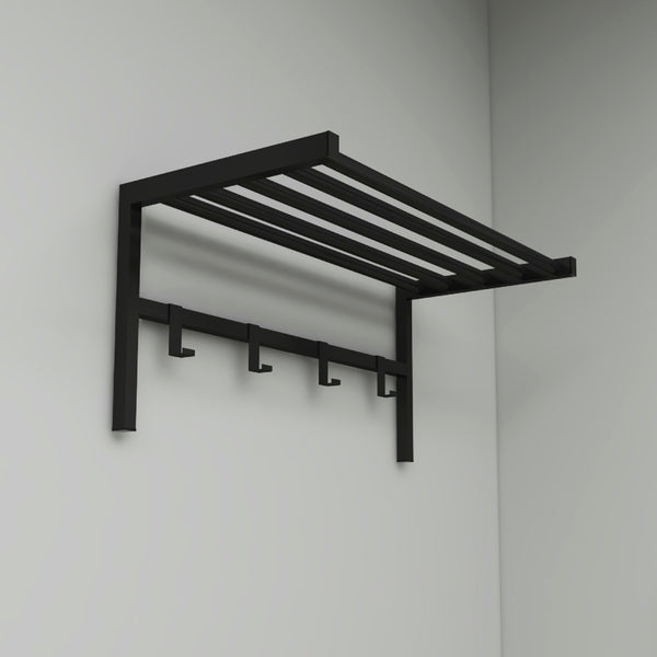 [en.casa] Wandkapstok Tolga met plank 32,5x69x34 cm zwart