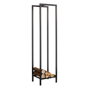 [en.casa] Brandhout rek Taarbæk houtopslag 35x35x140 cm zwart mat
