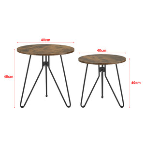 [en.casa] Salontafel set van 2 Väsby rond houtkleurig donker en zwart