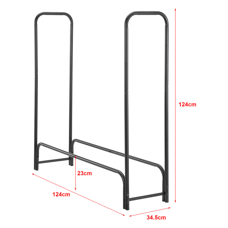 Maatschets [casa.pro] Metalen brandhout rek houtopslag 124x124x34,5 cm zwart