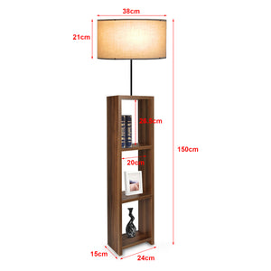 [lux.pro] Staande lamp Redditch 150 cm E27 houtkleurig zwart en beige