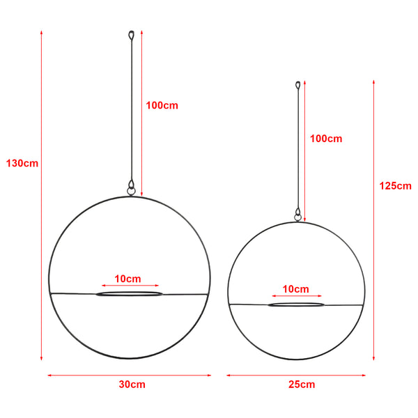 [en.casa] Plantenhanger Opsterland set van 2 zwart 