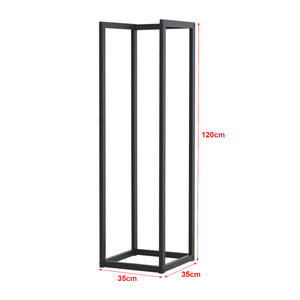 [en.casa] Brandhout rek Tanum houtopslag 35x35x120 cm zwart