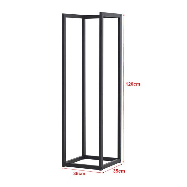 [en.casa] Brandhout rek Tanum houtopslag 35x35x120 cm zwart