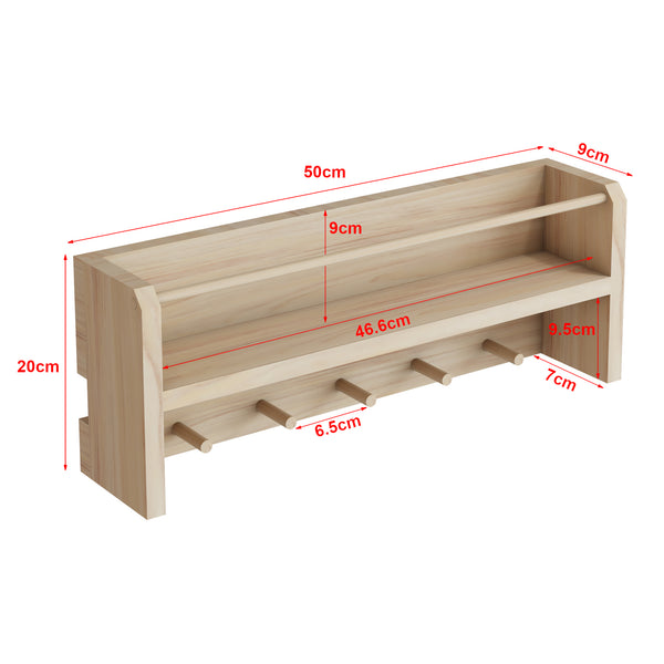 [en.casa] Wandkapstok Sundeved 20x50x9 cm houtkleurig