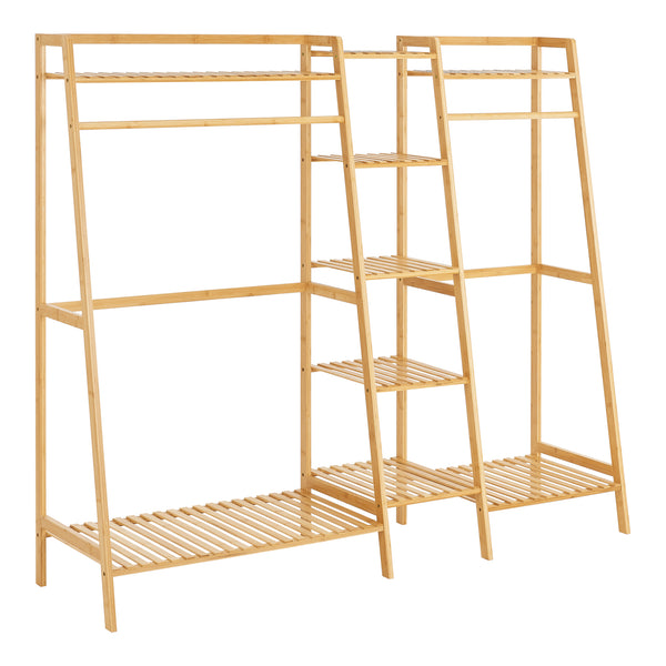 [en.casa] Kledingrek Sogndal met 9 planken 139x158x40 cm bamboe