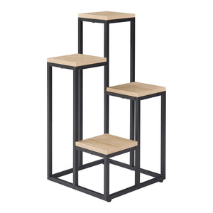 [en.casa] Plantenstandaard Ameland 67x34x34 cm zwart en houtkleurig