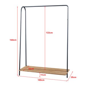 [en.casa] Kledingrek Ørbæk 144x100x35 cm zwart en houtkleurig