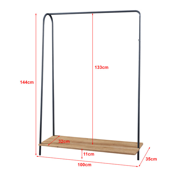 [en.casa] Kledingrek Ørbæk 144x100x35 cm zwart en houtkleurig