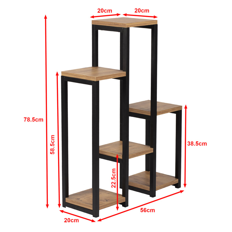Maatschets [en.casa] Plantenstandaard Rosenholm 78,5x56x20 cm zwart en houtkleurig