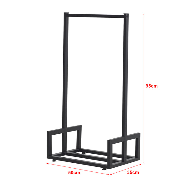 [en.casa] Brandhout Thisted rek houtopslag 50x35x95 cm metaal zwart