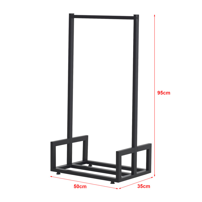 Maatschets [en.casa] Brandhout Thisted rek houtopslag 50x35x95 cm metaal zwart