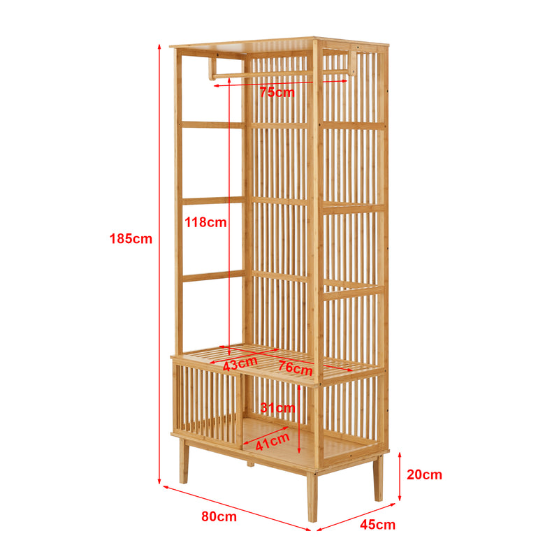 Maatschets [en.casa] Halmeubel Vemb 185x80x45 cm bamboe