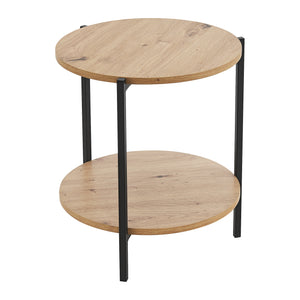 [en.casa] Bijzettafel Kuopio rond 50x40 cm zwart en houtkleurig