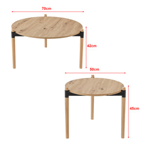 [en.casa] Salontafel Kristinestad set van 2 mdf houtkleurig