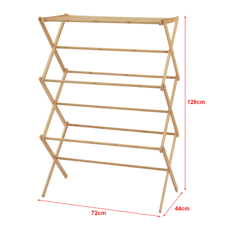 Maatschets [en.casa] Droogrek Grinau inklapbaar 128x72x44 cm bamboe