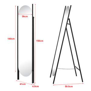 [en.casa] Spiegel vrijstaand Fardella 150x41x59,5 cm zwart