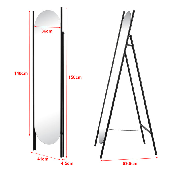 [en.casa] Spiegel vrijstaand Fardella 150x41x59,5 cm zwart