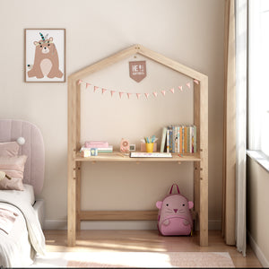 [en.casa] Kinderbureau Suså 160x110x50 cm verstelbaar houtkleurig