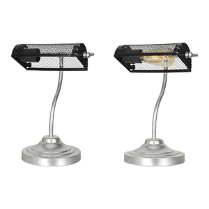 [lux.pro] Tafellamp bureaulamp Ditton zilverkleurig en zwart E27
