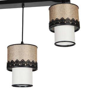 [lux.pro] Hanglamp Broadstairs 3xE27 zwart en beige en wit