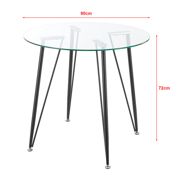 [en.casa] Glazen tafel Huittinen rond 72x80 cm zwart en transparant